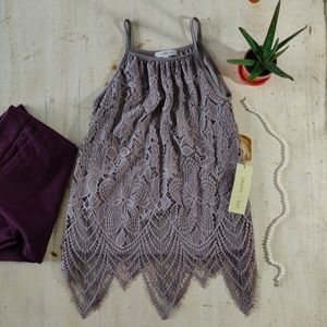 ‼ NWT Paper + Tee light brown lace cami tank top